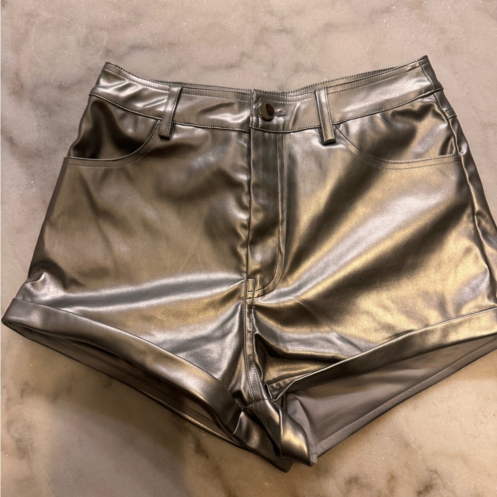 Metallic Silver Women's Shorts